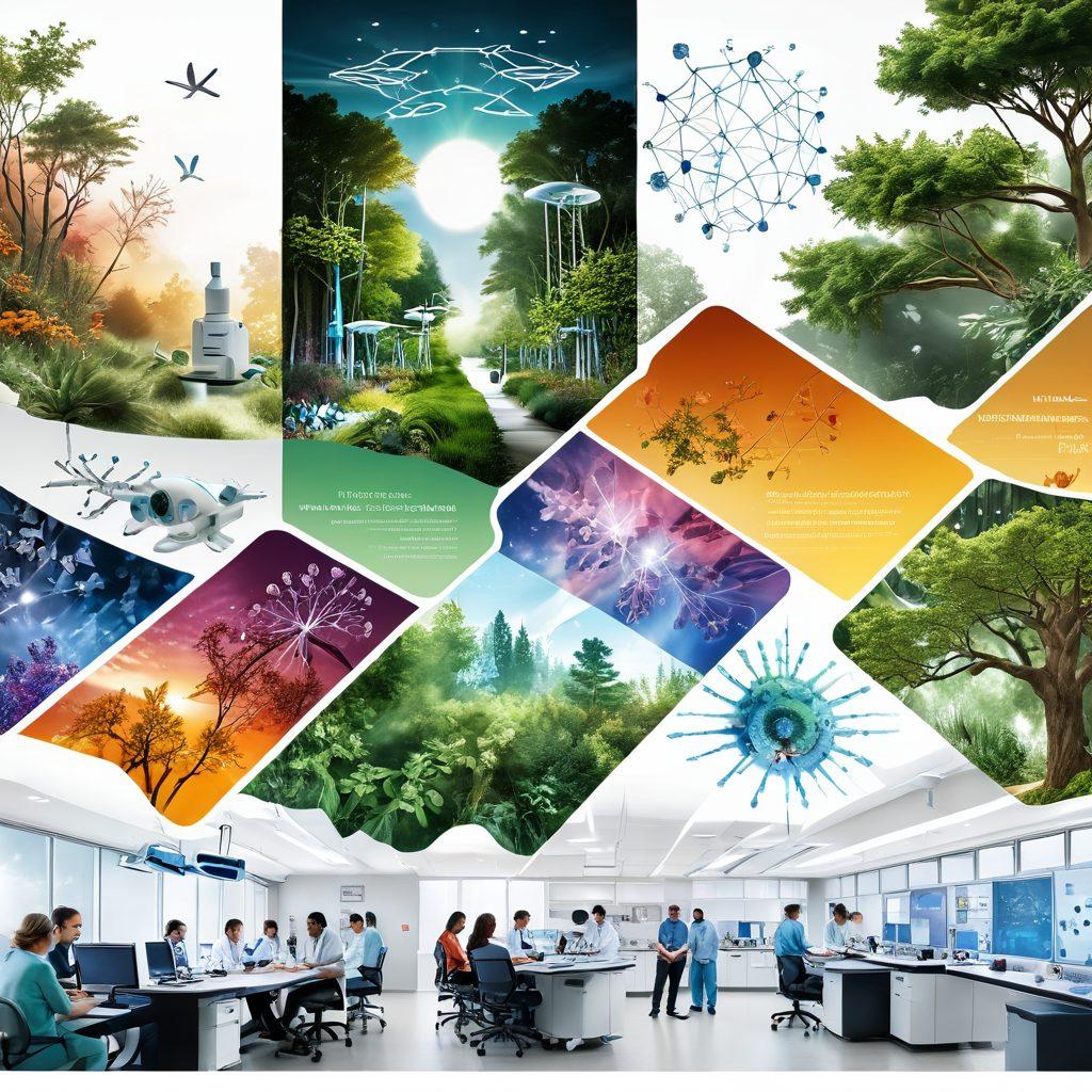 A collage of innovative treatment options, featuring visuals of a dynamic lab with researchers working on immunotherapy, a serene environment for palliative care with comforting scenery, and abstract representations of cells and DNA. Include symbols of hope such as light rays and greenery, encapsulating a journey through medical advancements. super-realistic. vibrant colors. white background.